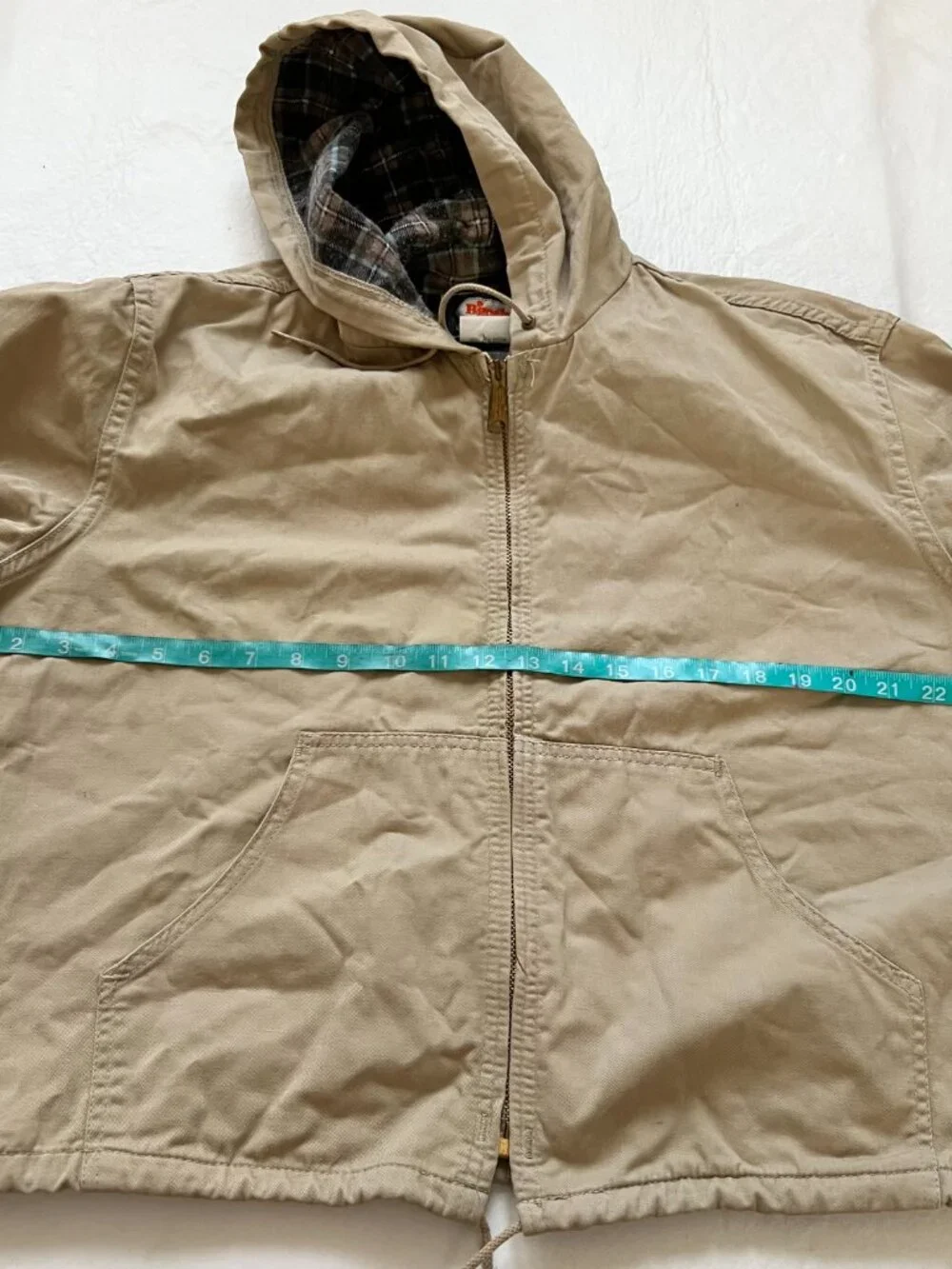 Vintage Oshkosh Bgosh canvas jacket boys large light tan brown hooded work